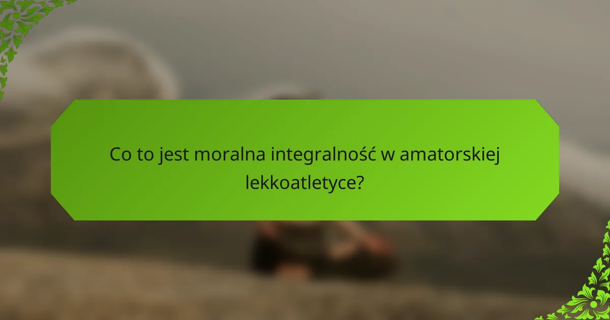 Co to jest moralna integralność w amatorskiej lekkoatletyce?