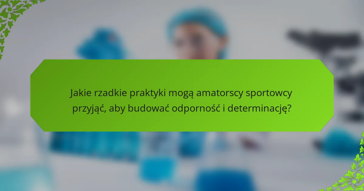 Jakie rzadkie praktyki mogą amatorscy sportowcy przyjąć, aby budować odporność i determinację?
