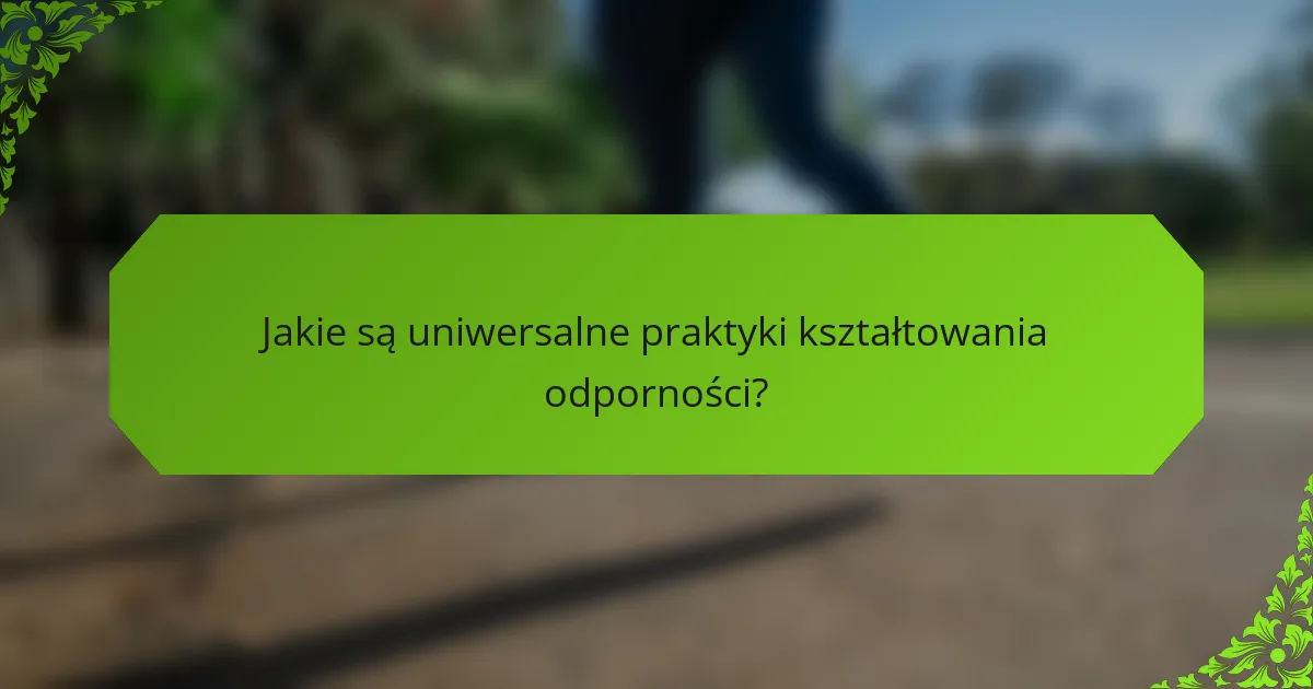 Jakie są uniwersalne praktyki kształtowania odporności?