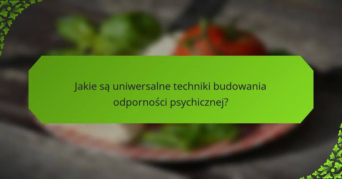 Jakie są uniwersalne techniki budowania odporności psychicznej?