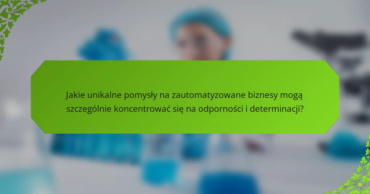 Jakie unikalne pomysły na zautomatyzowane biznesy mogą szczególnie koncentrować się na odporności i determinacji?
