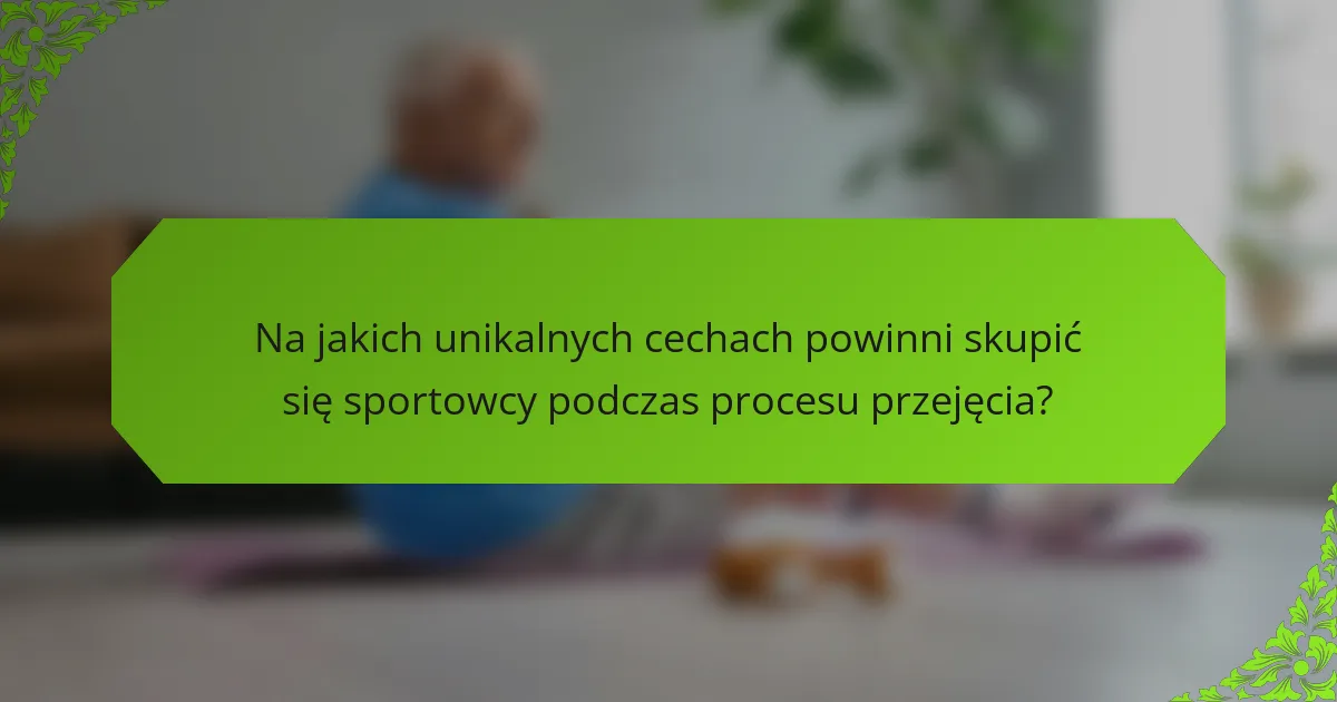 Na jakich unikalnych cechach powinni skupić się sportowcy podczas procesu przejęcia?